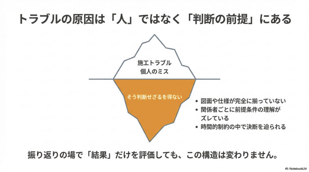 トラブルの原因は『人』ではなく『判断の前提』にある